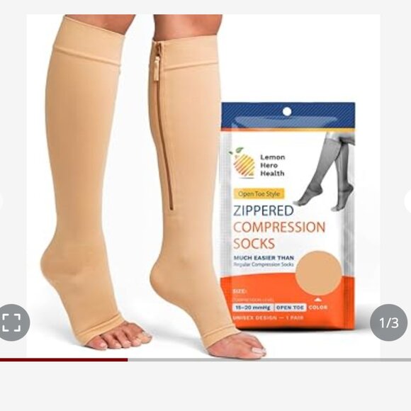 Lemon Hero Short Zipper Compression Socks For Women And Men Open Toe NEW IN PACK - Picture 1 of 2